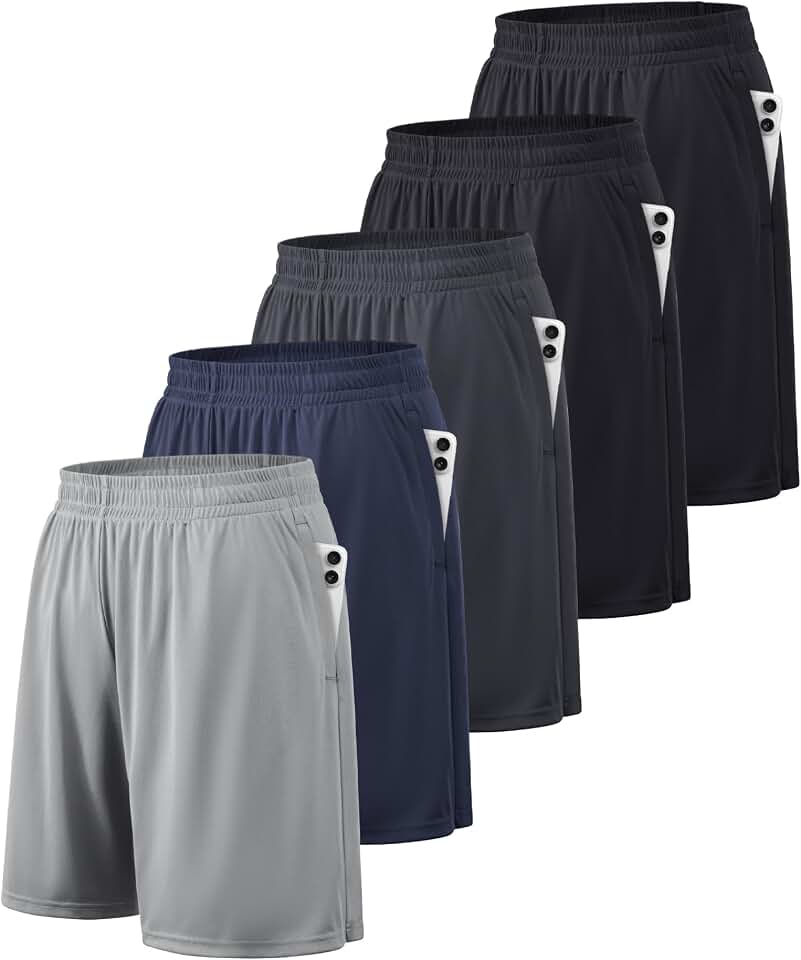 BALENNZ Mens Athletic Shorts with Pockets Quick Dry Workout Shorts Men | Basketball Gym Running Fitness Shorts with Elastic Waistband, Daily Casual Sports Activewear, Soft Lightweight Breathable