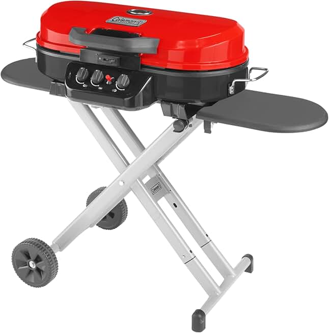 Coleman RoadTrip 285 Portable Stand-Up Propane Grill with 3 Adjustable Burners &amp; Instastart Ignition, 20,000 BTUs of Power for Outdoor Cooking, Camping, Tailgating, Grilling, BBQs, &amp; More