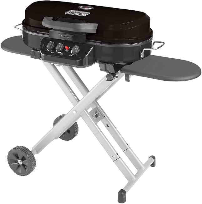 Coleman RoadTrip 285 Portable Stand-Up Propane Grill with 3 Adjustable Burners &amp; Instastart Ignition, 20,000 BTUs of Power for Outdoor Cooking, Camping, Tailgating, Grilling, BBQs, &amp; More