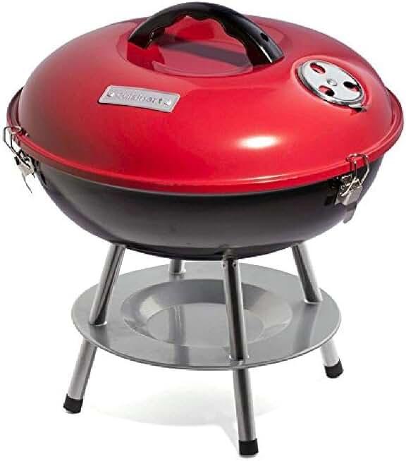 Cuisinart Charcoal Grill, Portable Tabletop Design, Locking Lid, 14" | Small grill with chrome-plated design and dual vents, ideal travel-sized barbecue grill for camping and tailgates, CCG190RB