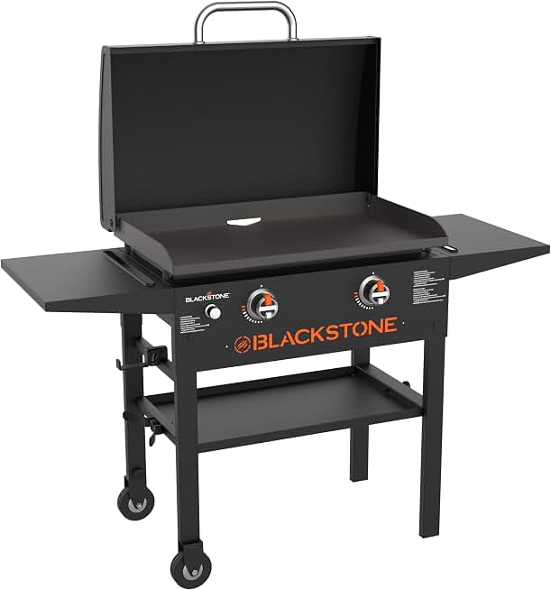 Blackstone® 1883 Original 28" Omnivore Griddle with Hood, Black | Blackstone® 1883 Counter Height Side Shelves, Powder Coated Steel, 2 Burner Propane Griddle
