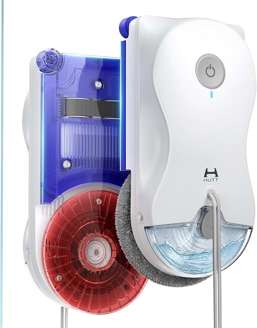 HUTT Window Cleaning Robot, Window Cleaner Robot, World-First Round-Square | 6500Pa Suction, Dual-Stage Cleaning, Dual Ultrasonic Spray, NAVI 7.0 Routes, Edge/Corner Coverage, 14 Sensors, 30-Min Backup