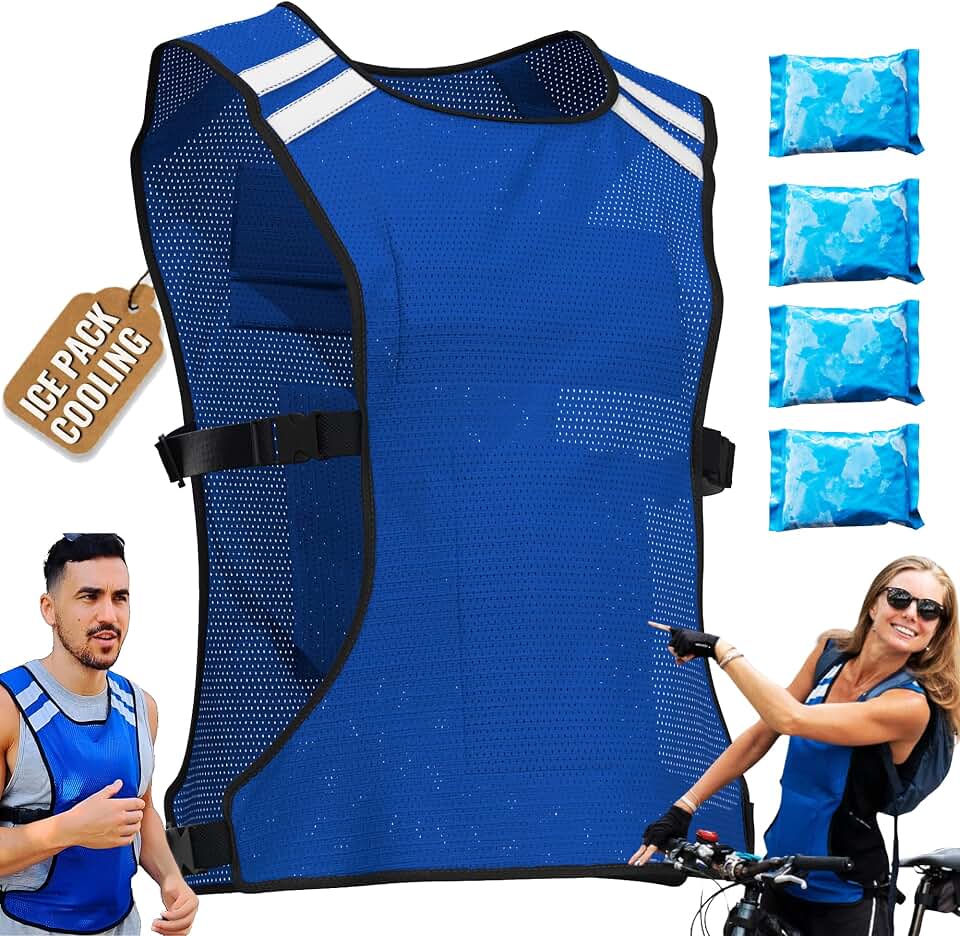 Cooling Vest with 8 Ice Packs - Heat Relief Vest for Men &amp; Women