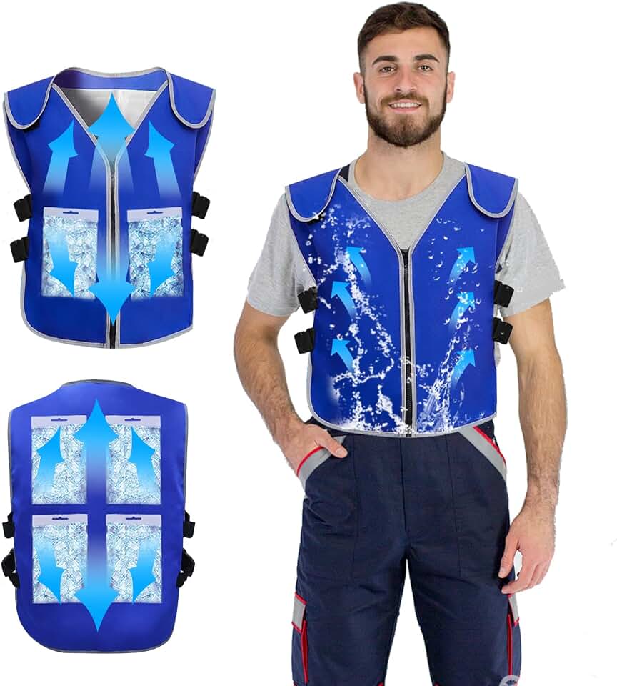 Cooling Vest With 24pcs Gel Ice Packs for Men Women - Cold Vest Adjustable Cool Jacket for Working Outdoor