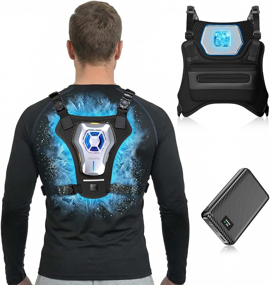 Cooling Vest for Men Wearable Semiconductor Cooling Gear Portable Fan Air Conditioned for Work,Gardening, Fishing