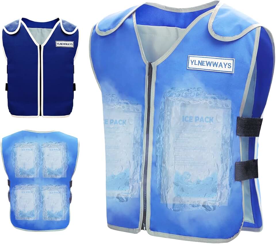 Cooling Vest for Men&amp;Women, Ice Reflective Vest with 24 PCS Ice Packs, Cool Jacket for Hot Weather with Pockets, Unisex Adult Workout Apparel