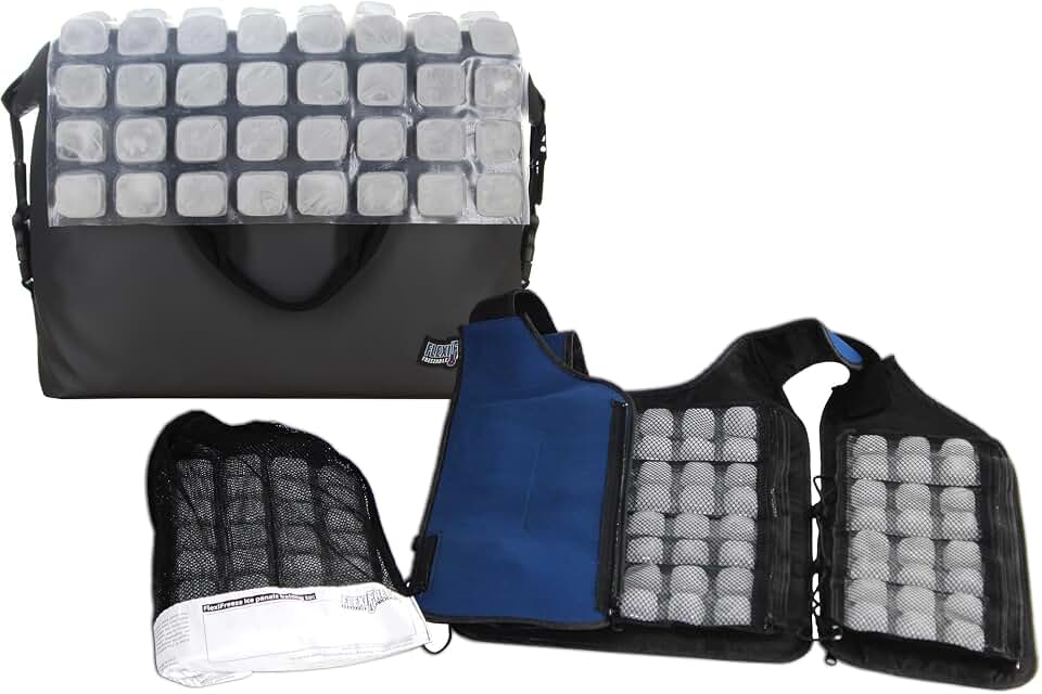 FlexiFreeze Ice Vest Cooling Kit - Cooling Vest with Additional Refill Panel and Travel Cooler