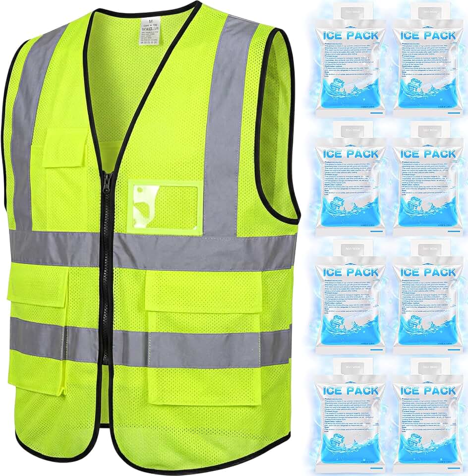 Chicingyou Cooling Vest with 8 Ice Packs Reflective Safety