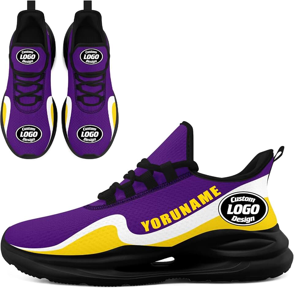 Custom Breathable Mesh Sports Shoes for Teams &amp; Companies - Personalized with Name/Logo, Unisex Tennis Sneakers for Running, Walking &amp; Gym