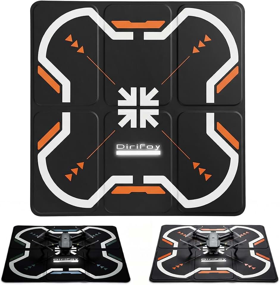 Drone Landing Pad 17" Foldable | High Visibility Weighted Non-Slip Waterproof Double Sided Drone Pad with Portable Design for DJI Mini Air and Mavic FPV