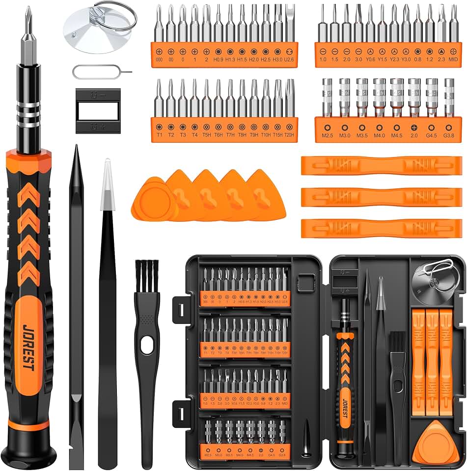 JOREST 59Pcs Small Precision Screwdriver Set with Torx T5 T6, Mini Tool Kit | Magnetic Electronic Repair Tool Kit for Macbook, Computer, Laptop, Phone, PS5, Xbox, Switch, Eyeglasses, Watch, Ring Doorbell Recycled Claim Standard Blended