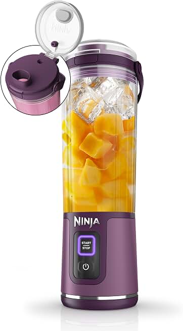 Ninja BC151PR Blast Portable Blender, Cordless, 18oz. Vessel, Personal Blender-for Shakes &amp; Smoothies, BPA Free, Leakproof-Lid &amp; Sip Spout, USB-C Rechargeable, Dishwasher Safe Parts, Passion Fruit