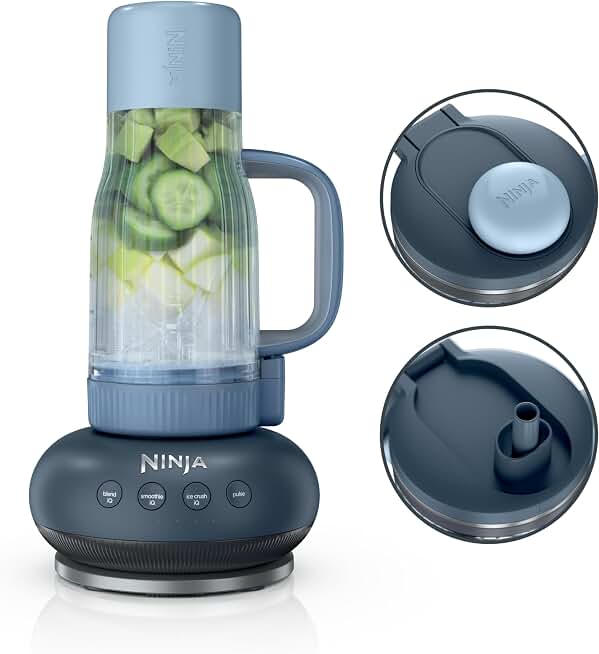 Ninja BlendBOSS Personal Blender, 26oz Tumbler, 1200PW, Cyberspace, DB351CY | 1200-peak-watt BlendBOSS crushes ice to snow. 26-oz leakproof tumbler, chug spout &amp; detachable straw. Dishwasher safe.