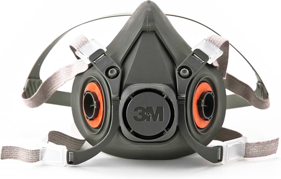 3M Half Facepiece Reusable Respirator 6300, NIOSH, Large | Four-Point Harness, Comfortable Fit, Dual Airline Supplied Air Compatible, Bayonet Connections, Painting, Sanding