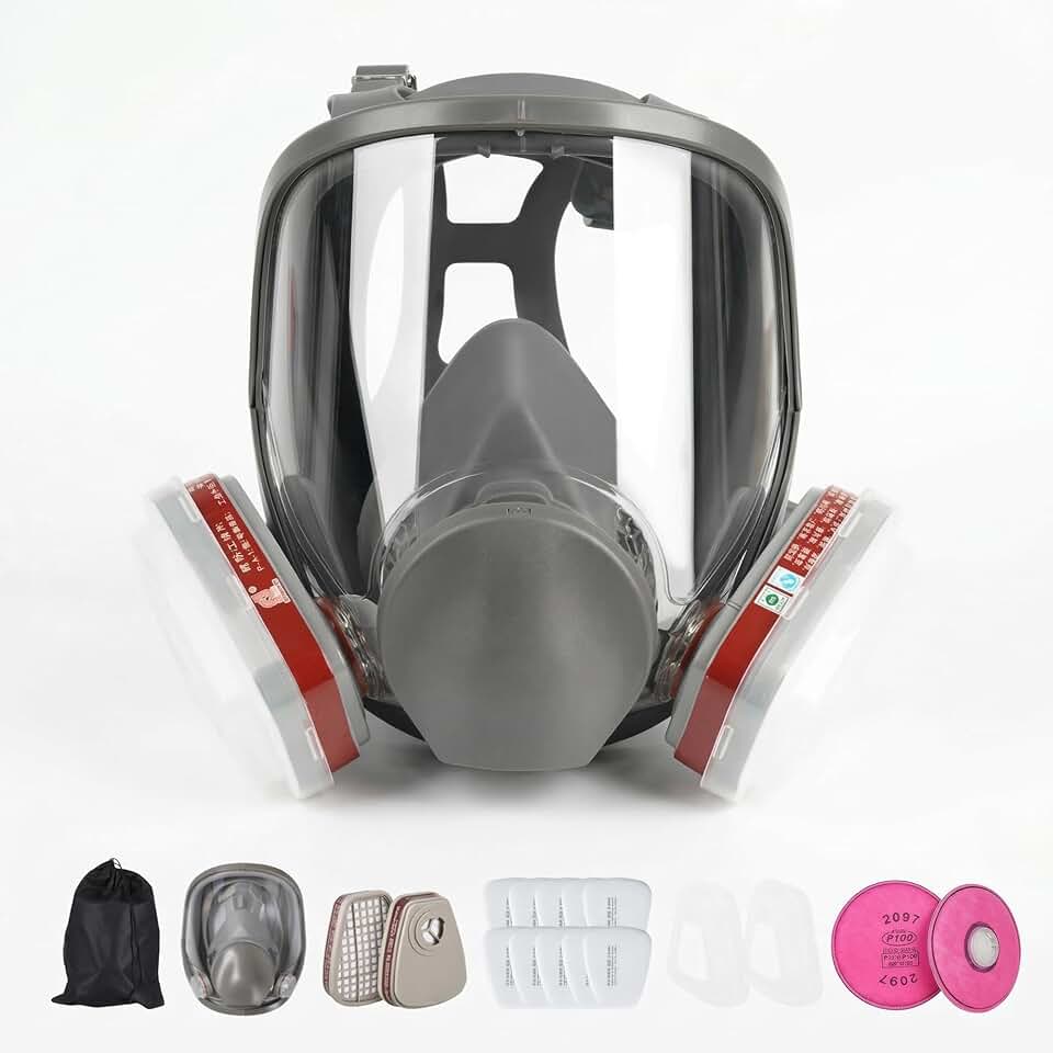 LAUCO Full Face Respirаtor Reusable, Organic Vapor Respirаtor Compatible with Particulate Filter, Protection for Painting, Machine Polishing, Welding