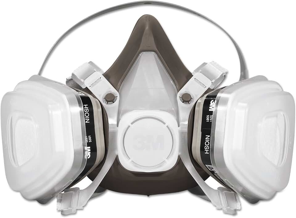 3M Half Facepiece Disposable Respirator Assembly 53P71, NIOSH, Large | Organic Vapor/P95 Respiratory Protection (OV/P95), Permanently Attached Cartridges, 1 Unit