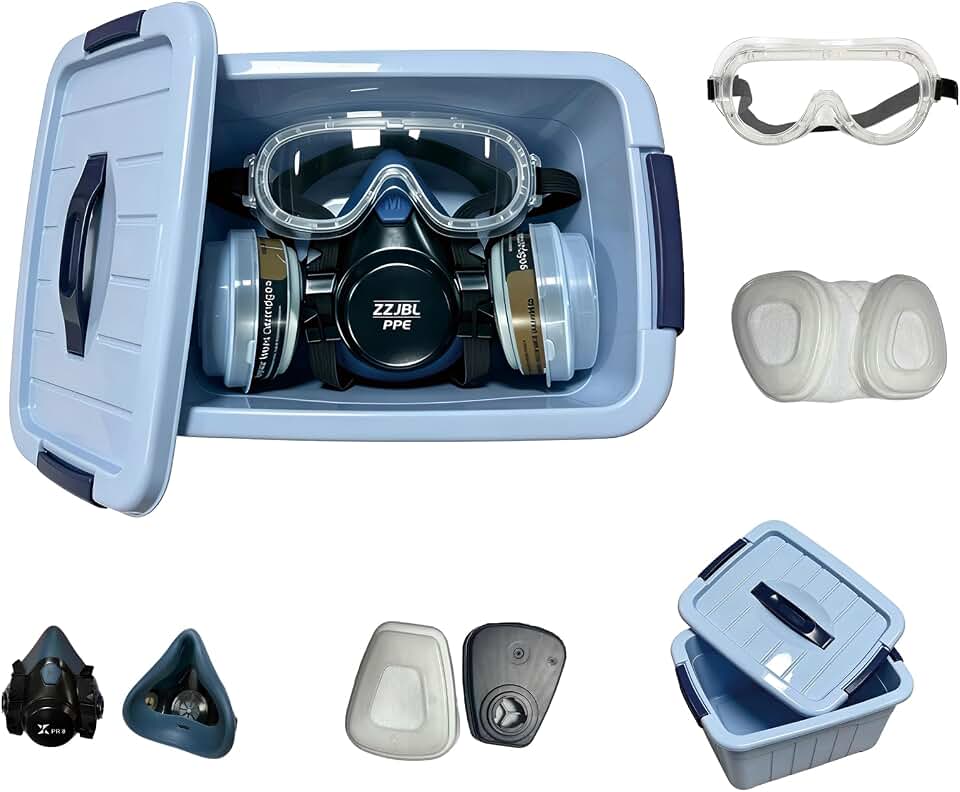 Half Facepiece Reusable Respirator set, Organic Vapor Paint Project Reusable Respirator set, Use For Professional Paint Spraying.