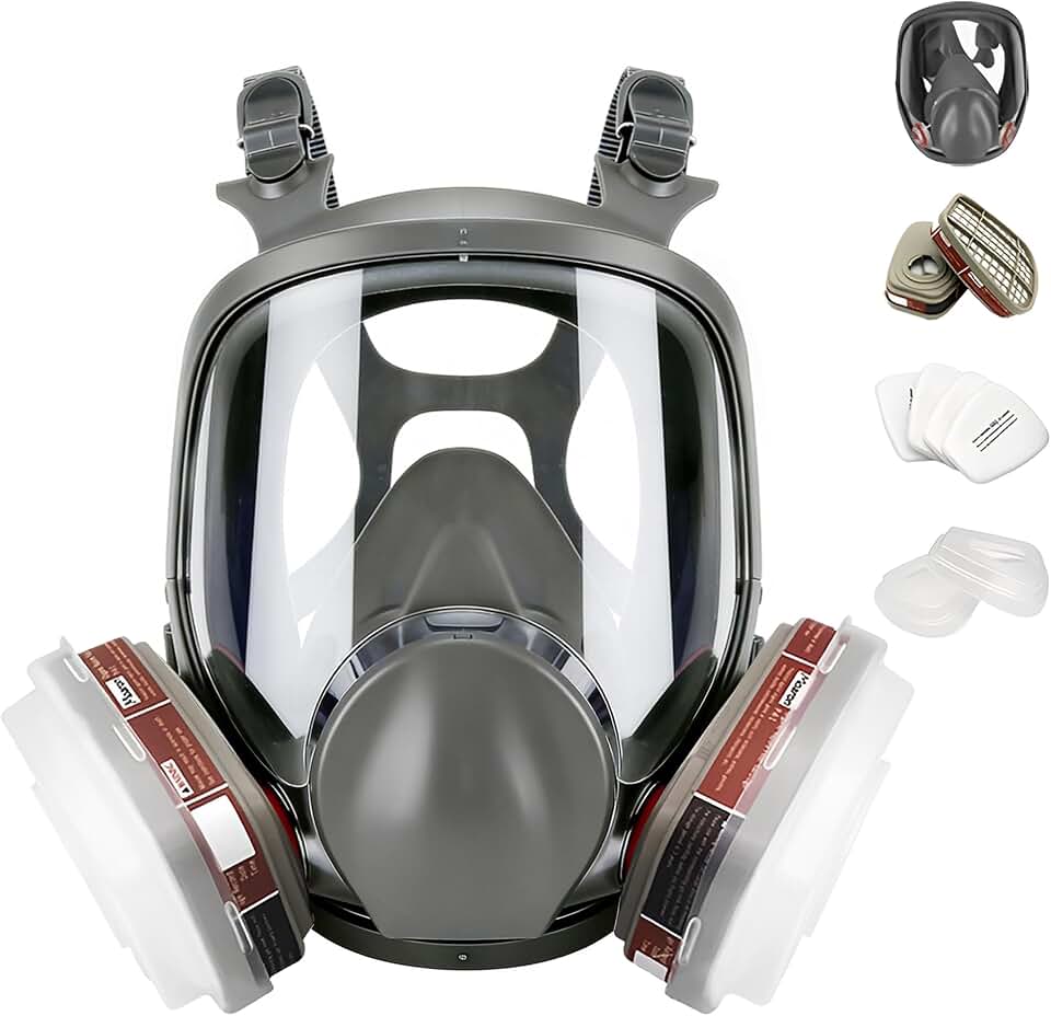 Reusable Half Facepiece, Half Facepiece with Goggle, Protection from Dust and Organic Vapors, for Painting, Sanding, Polishing, Spraying, Decorating