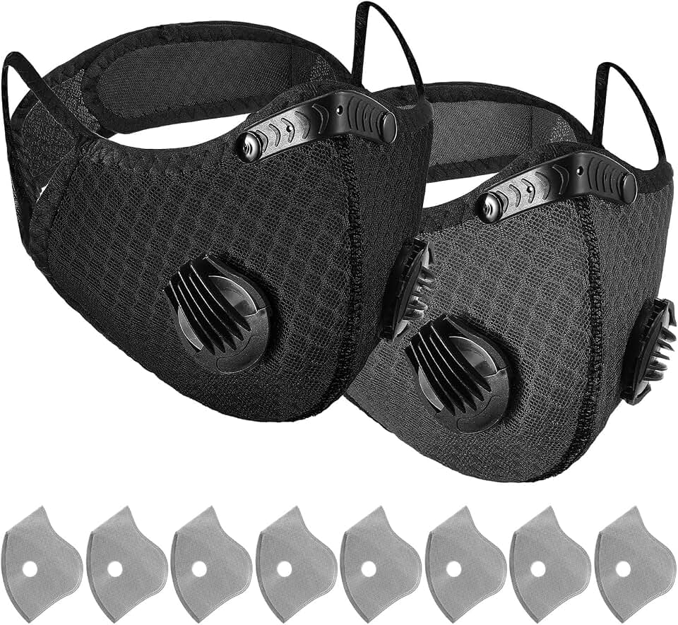 Threlaco Dust Mask Reusable | Respirator Face Mask with Activated Carbon Filters, for Woodworking Mowing Sanding Dust Protection, Adjustable Straps