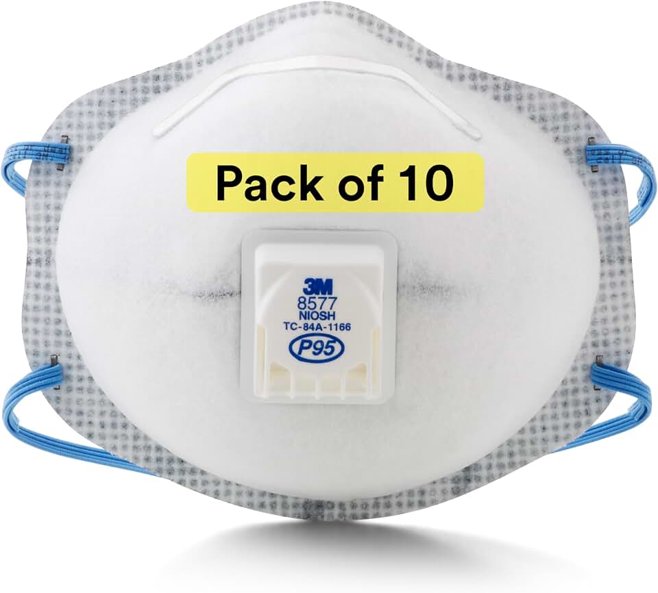 3M Particulate Disposable Respirator 8577, P95, NIOSH APPROVED, Pack of 10 | Nuisance Level Organic Vapor Relief
