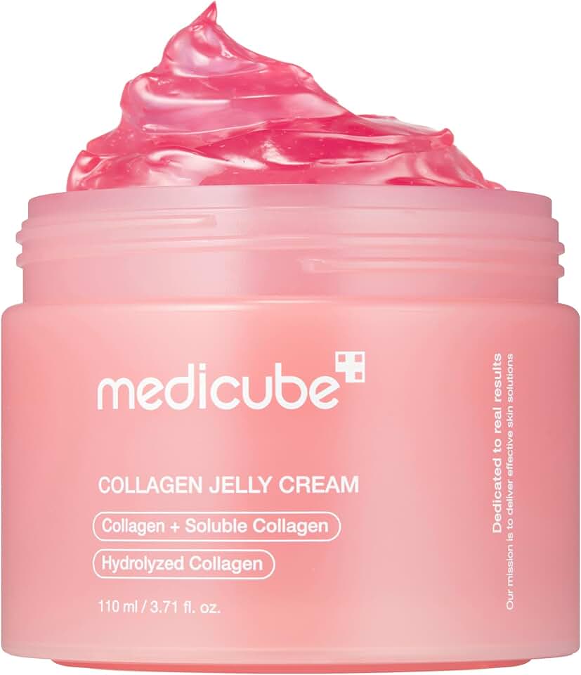 medicube Jelly Cream with Collagen &amp; Niacinamide, 3.71 fl.oz | Freeze-Dried Hydrolyzed Collagen for Skin Barrier Hydration &amp; 24H Glow - Plumper, Firmer looking skin, 3.71 fluid ounces