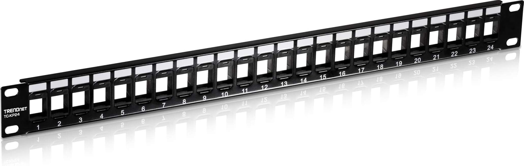TRENDnet 24-Port Blank Keystone 1U Patch Panel, TC-KP24 | 19" Metal Rackmount Housing, Recommended with TC-K25C6 &amp; TC-K50C6 Cat6 Keystone Jacks (Sold Separately)