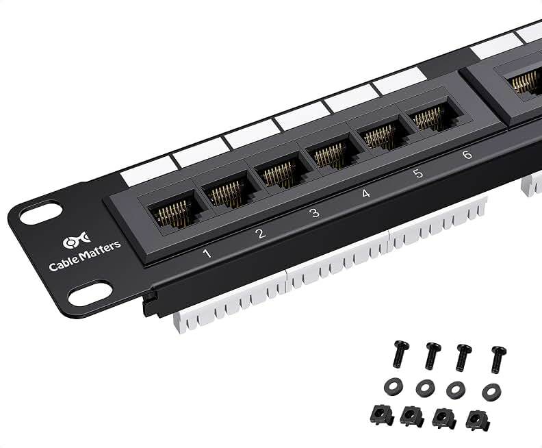 Cable Matters [UL Listed] 24 Port 10Gbps Cat6 Patch Panel, 1U | Wall Mount/Rackmount, 19-Inch, 10Gb Ethernet RJ45, for 19" Racks/Cabinets, 110 or Krone Tools