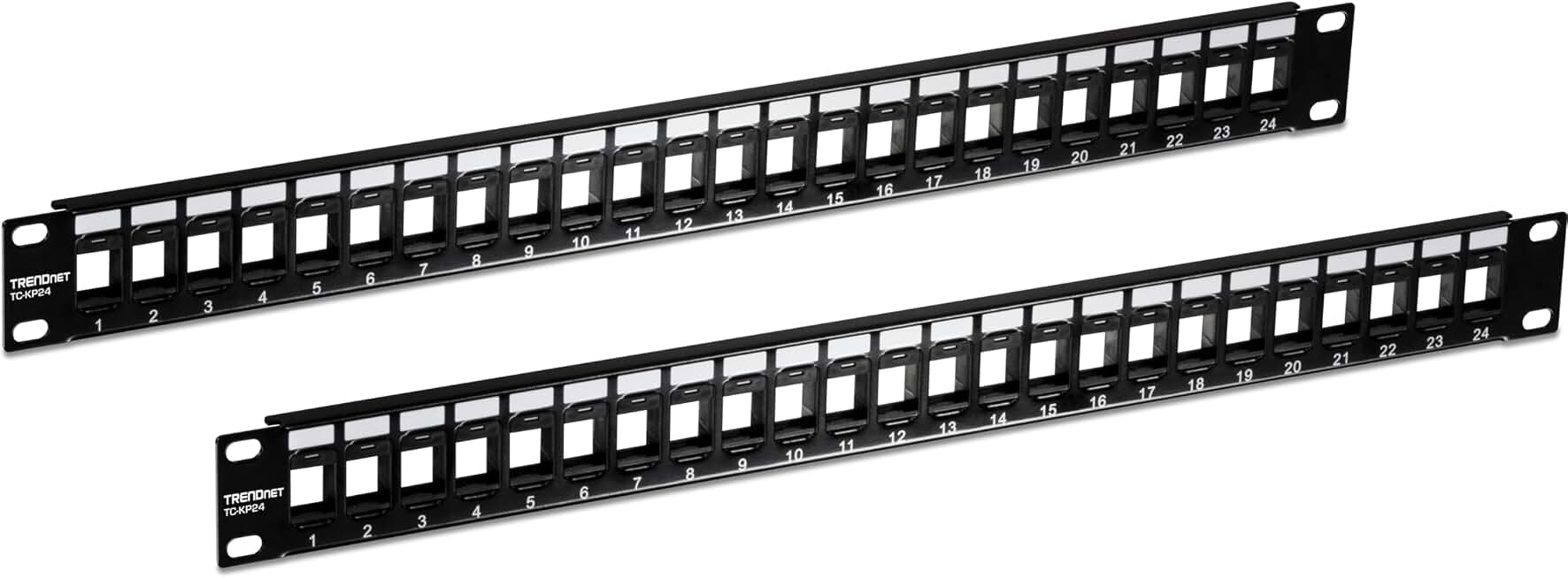 TRENDnet 24-Port Blank Keystone 1U Patch Panels, TC-KP24/2 | 1U 19" Metal Rackmount Housing, Recommended with TC-K25C6 &amp; TC-K50C6 Cat6 Keystone Jacks (Sold Separately), NDAA Compliant