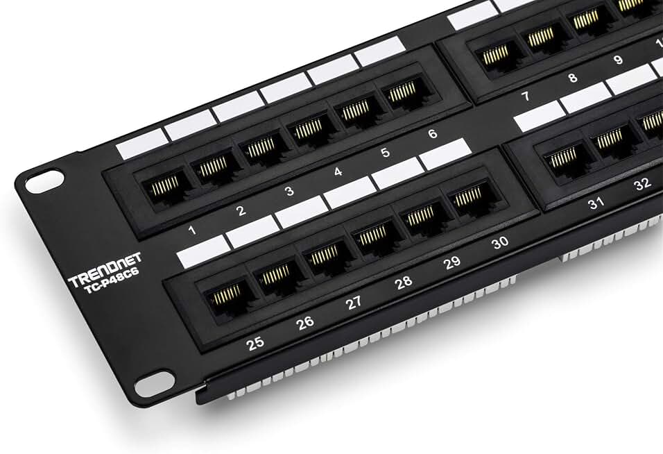 TRENDnet 48-Port Cat6 Unshielded Patch Panel, TC-P48C6 | Wallmount or Rackmount, Compatible with Cat3,4,5,5e,6 Cabling, For Ethernet, Fast Ethernet, Gigabit Applications