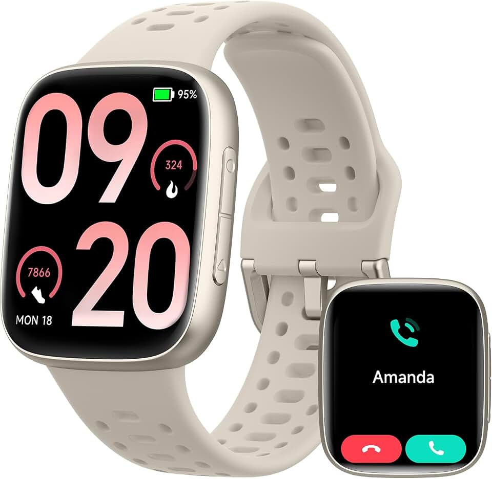 Smart Watches for Women/Men Android iPhone, [1.85" AMOLED Screen] Smartwatch Fitness Tracker 3ATM Waterproof with Bluetooth Calls, AI Control, Heart Rate/SpO2/Sleep Monitor, 7 Days Battery ClimeCo Certified