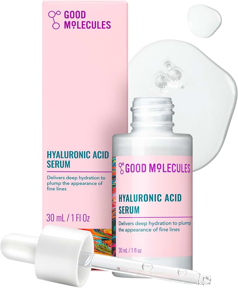 Good Molecules Hyaluronic Acid Serum for Face, Hydrating Serum, 1 fl oz | Deeply hydrates to plump the look of fine lines. Boosts skin moisture after one use. All skin types.
