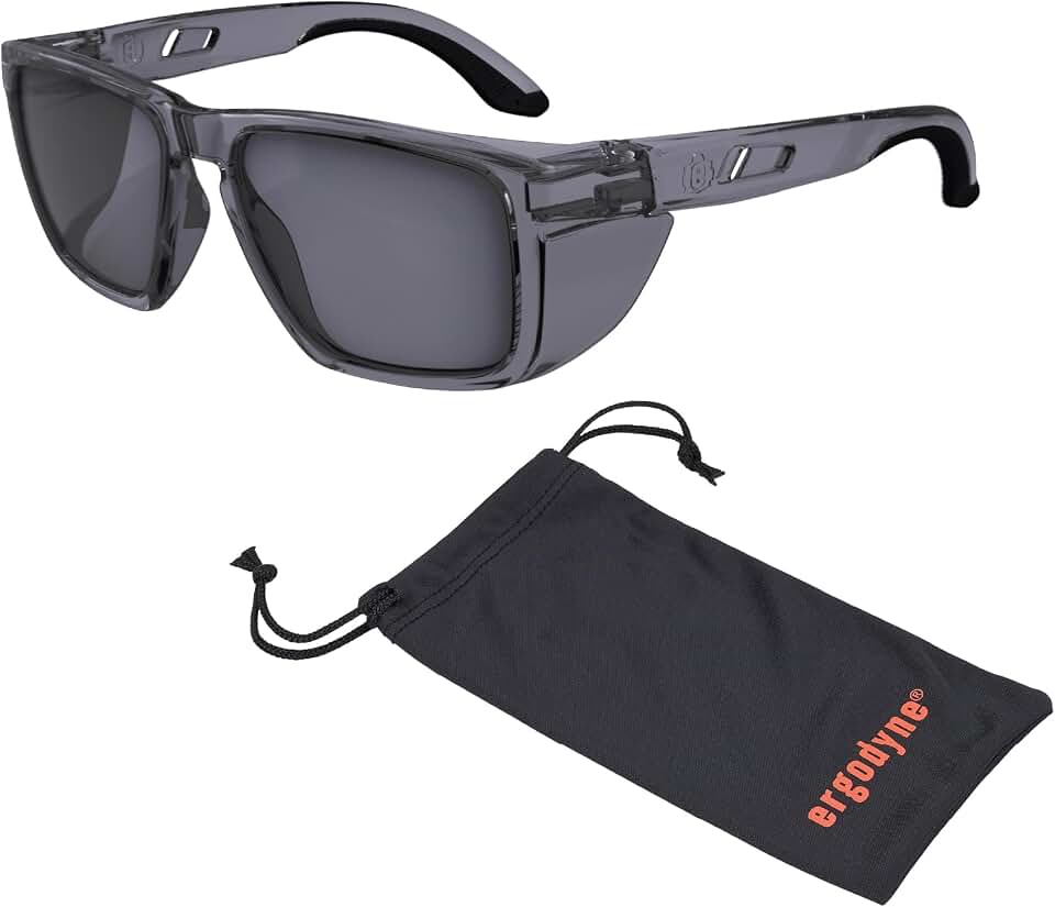 Ergodyne Skullerz SIXTEN Safety Glasses with Side Shields, Anti Fog + Anti Scratch, ANSI z87.1 with Protective Microfiber Bag