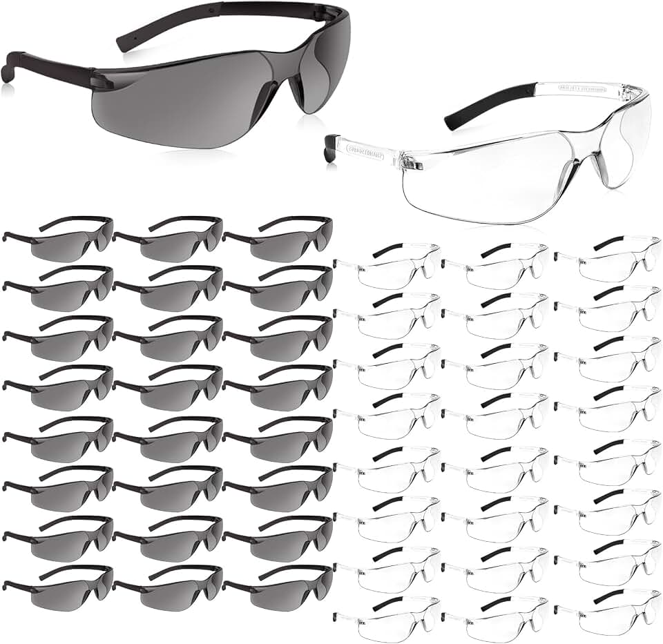 Salfboy 50pack safety glasses for men, Ansi Z87.1 Eye Protection Glasses | Scratch Resistant and Impact Resistance Safety Goggle with Silicone Legs, for Lab, Nurses, Lawn Mowing, Auto Repair, DIY