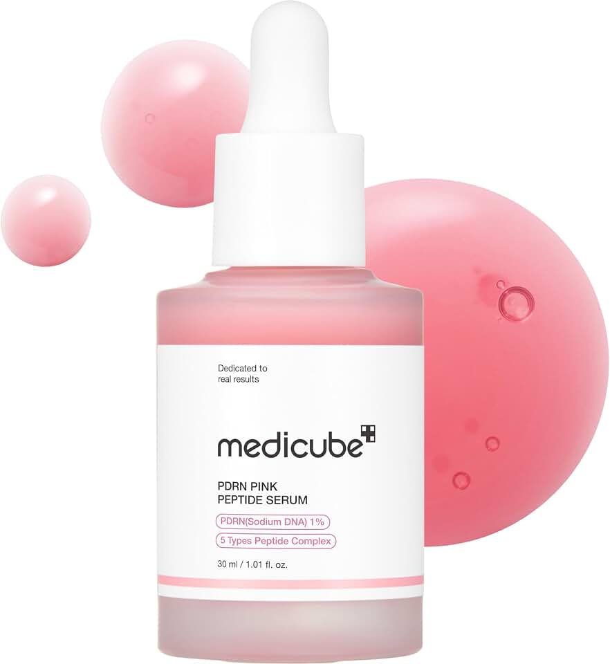 medicube PDRN Pink Peptide Serum with Salmon DNA | Pink Glow Serum - Peptides &amp; Niacinamide for Hydration &amp; Firm-Looking Skin, Uneven Tone Care, Korean Skincare, 1.01 fl oz