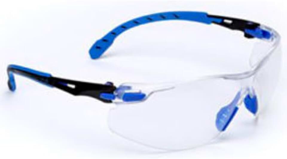 3M Safety Glasses, Solus 1000, Scotchgard Clear Lens, Blue/Black Frame | ANSI Z87, Anti-Fog, Low Profile, for Men and Women, Pack of 1, S1101SGAF