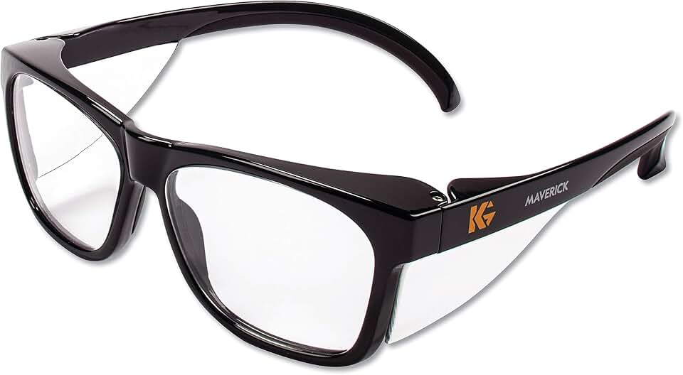 KleenGuard™ V30 Maverick Eye Protection (49309), with KleenVision™ Anti-Fog Coating, Clear Lenses, Black Frame