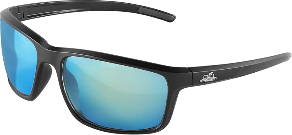 GGS Pompano Polarized Sunglasses with Anti-Fog, Scratch-Resistant Lenses | Lightweight UV Blocking Safety Glasses with Ice Blue Mirror Lenses for Driving, Golf and Boating