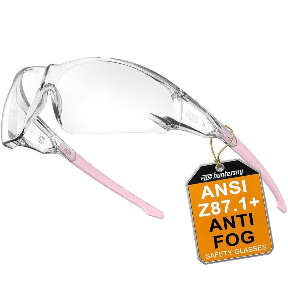HTS HUNTERSKY ANSI Z87.1 Anti-Fog Clear Safety Glasses Pickleball Youth Baseball Lab Chemistry Goggles Scratch Resistant