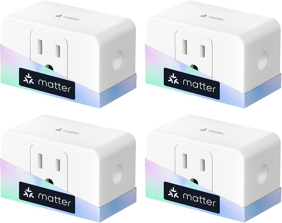 meross Matter Smart Plug, Energy Monitoring, Standby Killer, FFS Easy Setup | App &amp; Voice Control Wi-Fi Outlet Support HomeKit, Alexa, Google Home with Schedule Timer, 100% Privacy, 15A/1800W (4 Pack) ClimatePartner certified