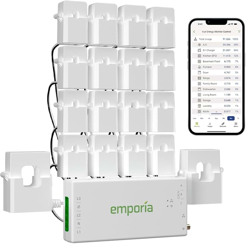 Emporia Vue 3 Home Energy Monitor - Smart Home Automation Module and Real Time Electricity Usage Monitor, Power Consumption Meter, Solar and Net Metering for UL Certified Safe Energy Monitoring