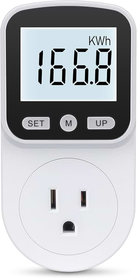 Upgraded Watt Meter Power Meter Plug Home Energy Monitor Electricity Usage Monitor, Electrical Usage Monitor, Energy Voltage Amps Meter Tester with Backlight, Overload Protection, 8 Display Modes