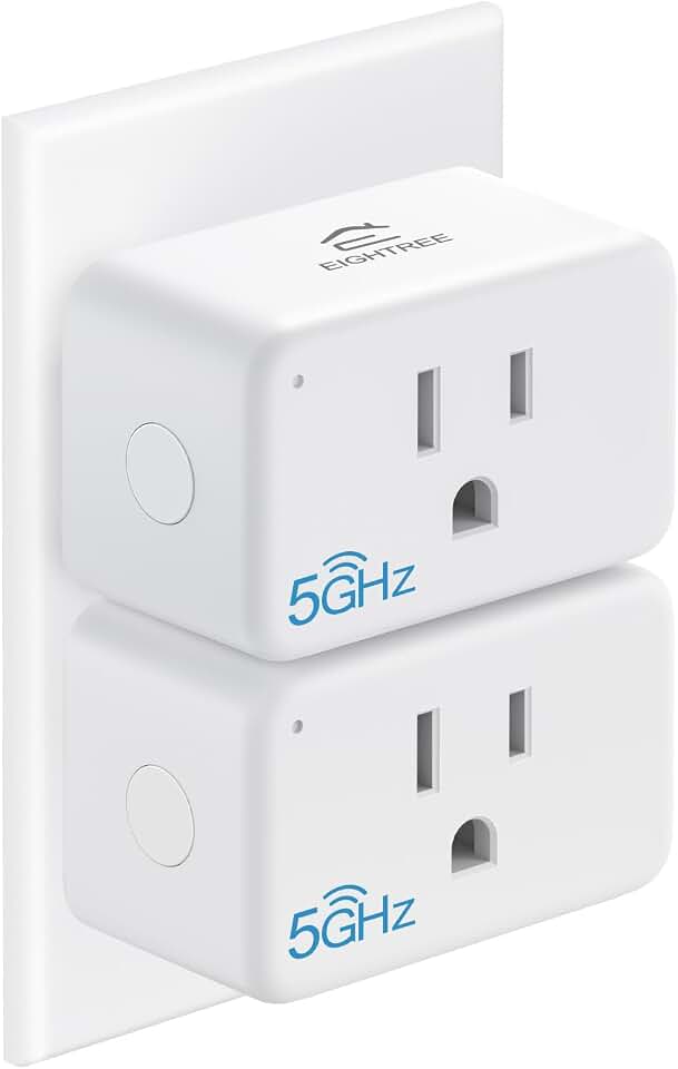 EIGHTREE Mini Smart Plug 𝟓𝐆𝐇𝐳 𝐖𝐢-𝐅𝐢 𝐂𝐨𝐦𝐩𝐚𝐭𝐢𝐛𝐥𝐞 𝟏𝟓𝐀, 𝗘𝗻𝗲𝗿𝗴𝘆 𝗠𝗼𝗻𝗶𝘁𝗼𝗿𝗶𝗻𝗴, Smart Plugs That Compatible with Alexa &amp; Google Home &amp; SmartThings, Remote Control, Timer