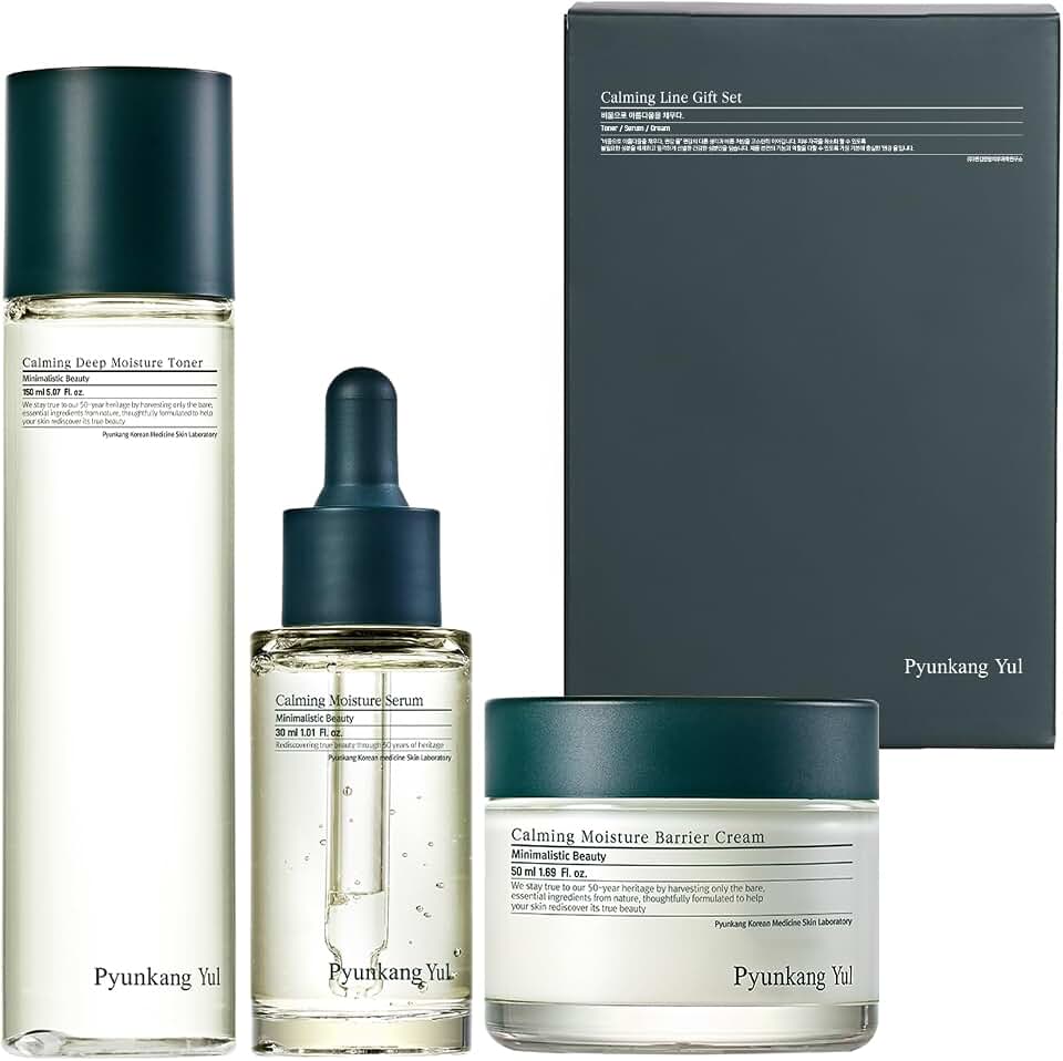Pyunkang Yul PKY Calming Line Gift Box Set-Korean Facial Skin Care Essential for Daily Moisturizing featuring Toner, Serum, Cream, Vegan &amp; Cruelty Free