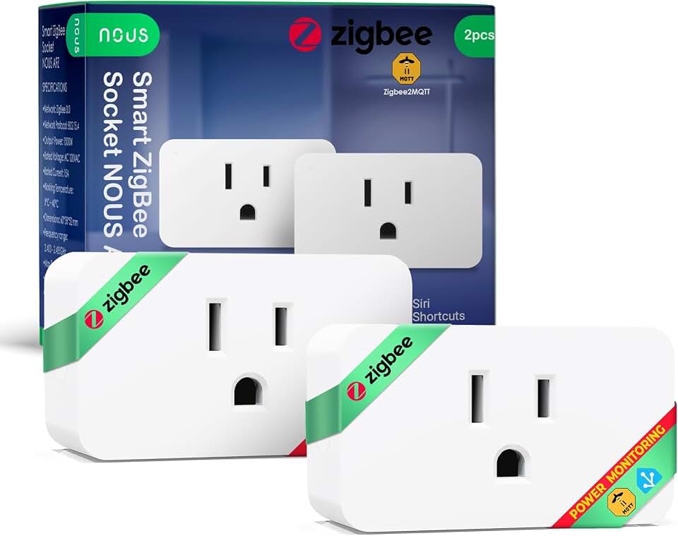Zigbee Smart Plug, Energy Monitoring, 𝗭𝗶𝗴𝗯𝗲𝗲 𝗛𝘂𝗯 Required, ETL Certified, Compatible with Alexa, Google Home, Home Assistant, SmartThings, Remote App Control, Smart Outlet, 2 Pack
