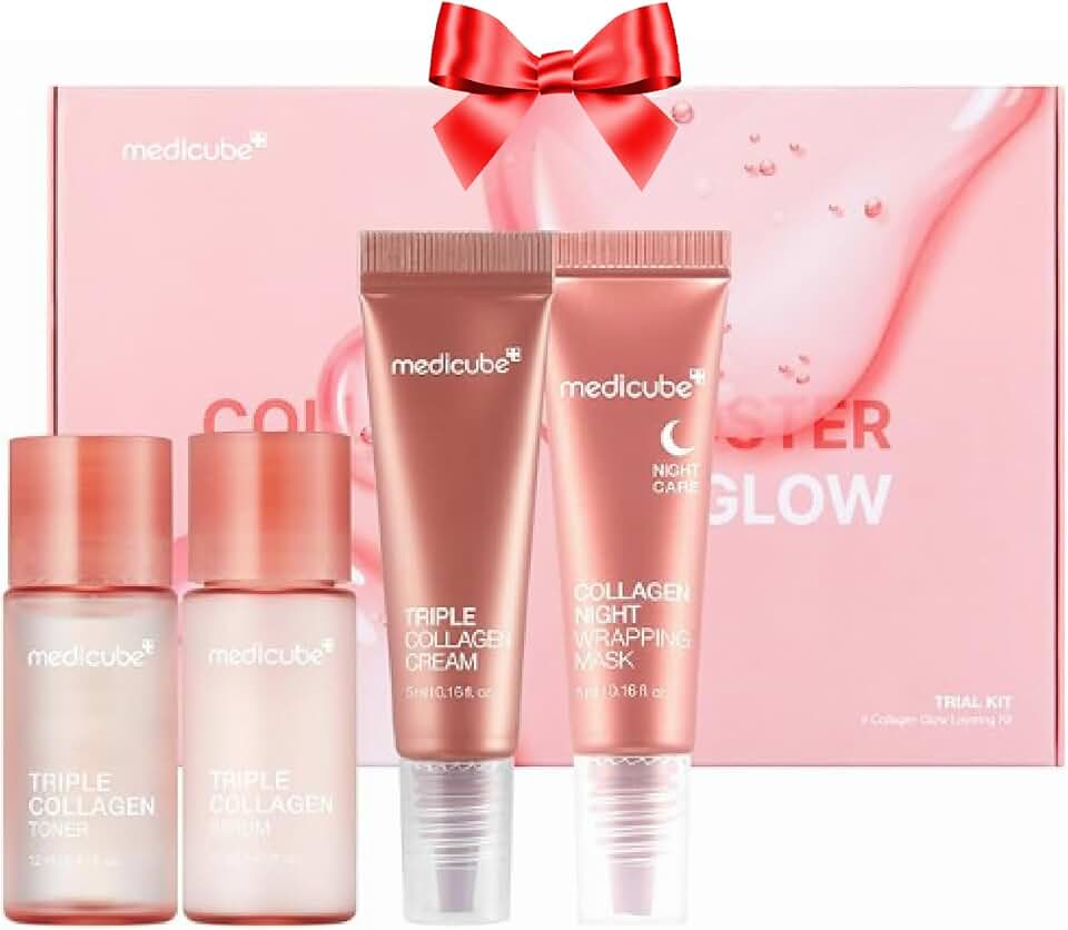 medicube Glass Skin Collagen Trial Kit - Mini Skincare Set | Korean Skincare Set, Perfect Gifts for women, 4-Step Skincare Set for glowy skin, Travel Essentials