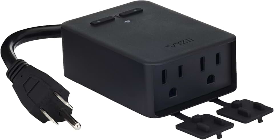 Wyze Plug Outdoor, Dual Outlets Energy Monitoring, IP64, 2.4GHz WiFi Smart Plug, Works with Alexa, Google Assistant, IFTTT, No Hub Required, Black