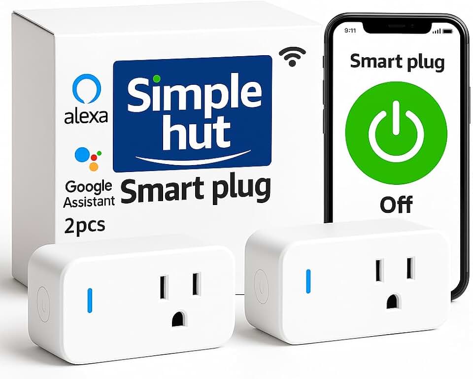 Compact Smart Plug, Works with Alexa &amp; Google Assistant, Smart Life App &amp; Voice Control, Energy Monitoring, Timer Scheduling, No Hub Required, App Remote Control, 2.4 GHz WiFi Outlet, 2-Pack