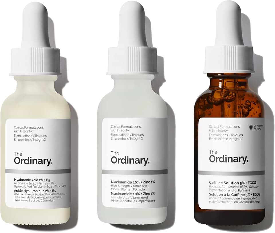The Ordinary Serum Favorites Set – Hyaluronic Acid 2% + B5, Niacinamide 10% + Zinc 1%, Caffeine Solution 5% + EGCG Eye Serum, Serums for Hydrating, Brightening and Pore-Minimizing Skin Care