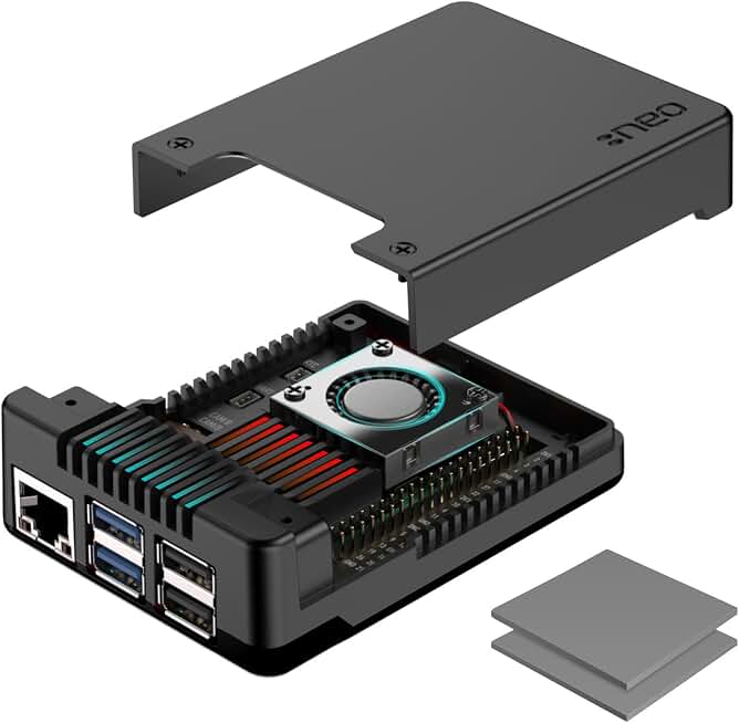 Argon NEO 5 Aluminum Case for Raspberry Pi 5 - Built-in Fan (Black)