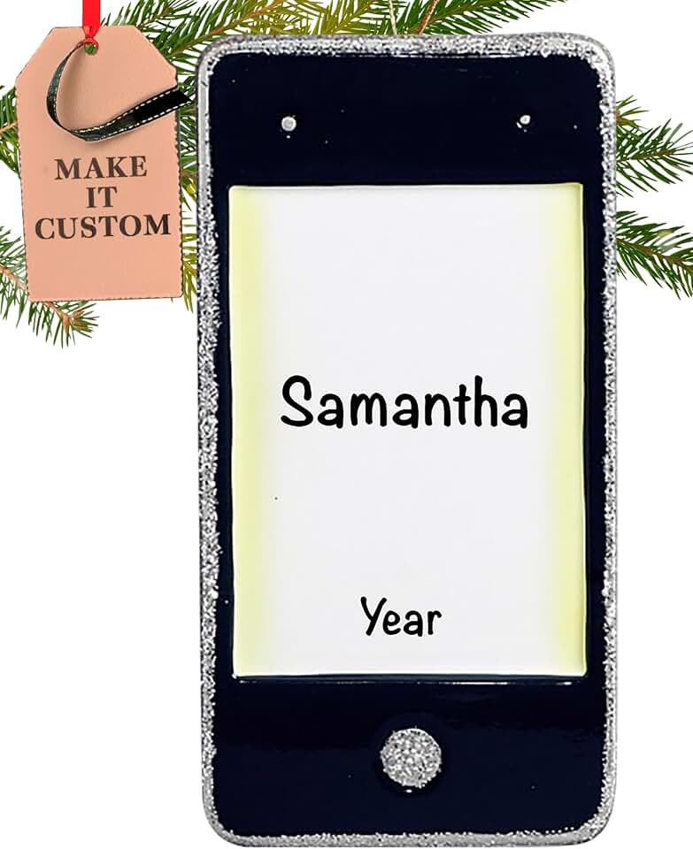 Personalized Cell Phone Ornament 2026 for Teenagers, Black Smartphone | 23h Customized, Laser Engraved Teen Christmas Ornaments, Custom Cellphone Keepsake Gift from Grandparents, Parents &amp; Family